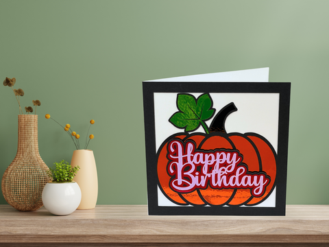 FREE September 2025 SVG - Pumpkin Fall Happy Birthday Card - SVG Digital File