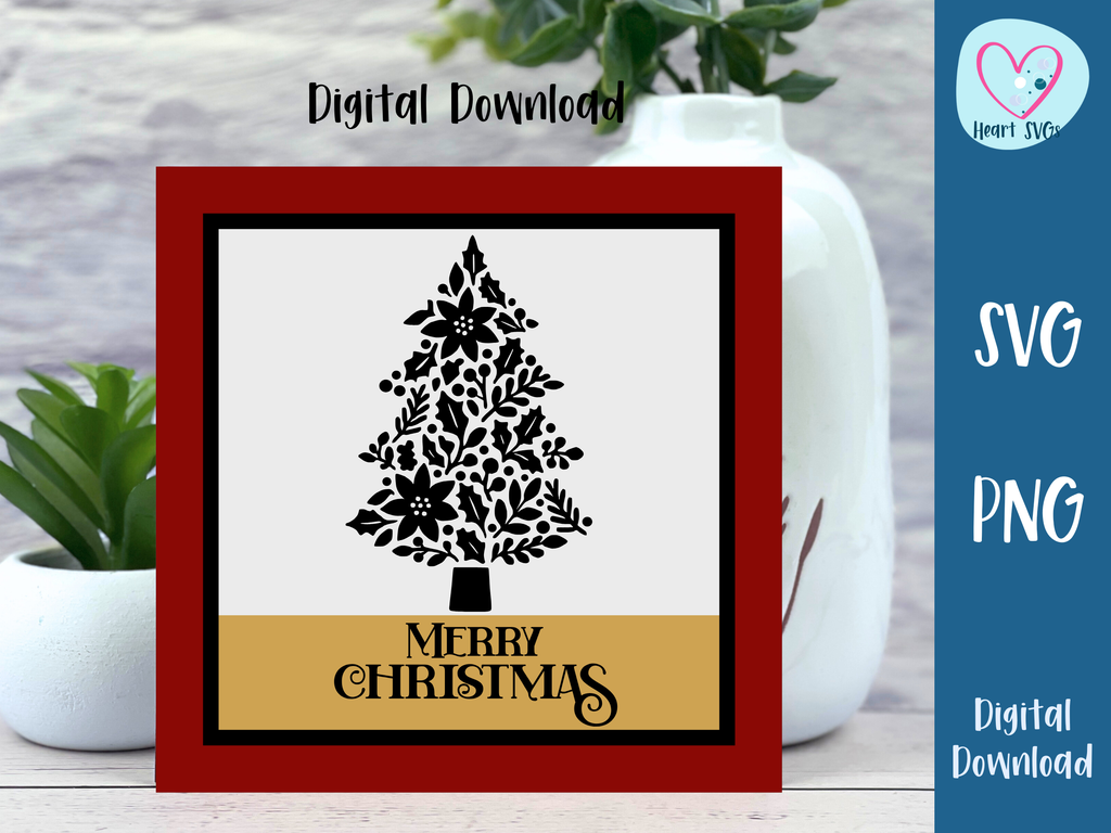Merry Christmas Tree Card - SVG Digital File
