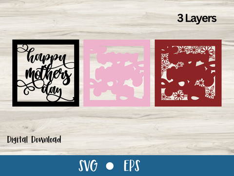 Happy Mothers Day Daisy Card - Layered SVG Digital File