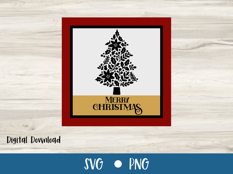 Merry Christmas Tree Card - SVG Digital File