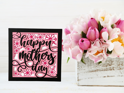 Happy Mothers Day Daisy Card - Layered SVG Digital File