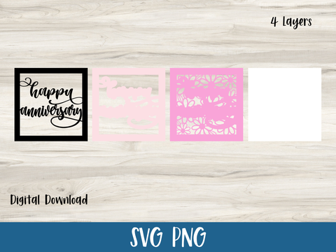 Happy Anniversary Daisy Card - Layered SVG Digital File