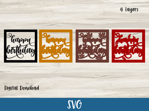 Autumn (Fall) Themed Happy Birthday Card - Layered SVG Digital File