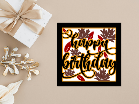 Autumn (Fall) Themed Happy Birthday Card - Layered SVG Digital File