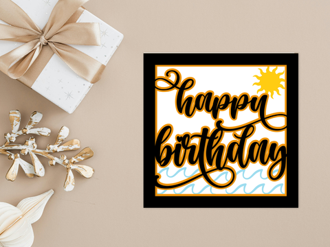 Beach Themed Summer Happy Birthday Card - Layered SVG Digital File