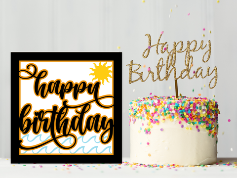 Beach Themed Summer Happy Birthday Card - Layered SVG Digital File