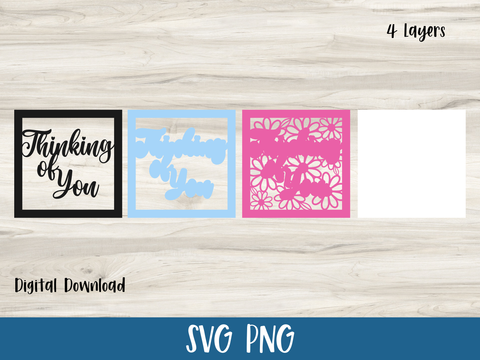 Thinking Of You Card - Layered SVG Digital File