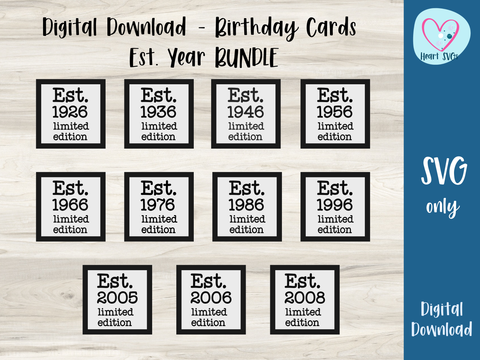 FREE January SVG - Est. Year Layered Birthday Card Bundle - SVG Digital File