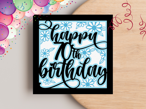 Happy 70th Birthday - Card - SVG Digital File