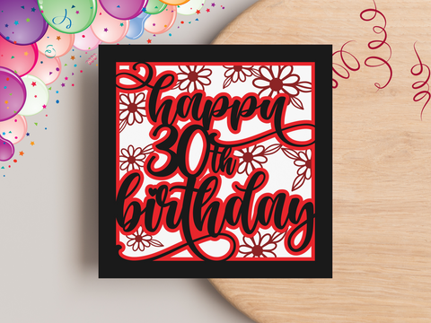 Happy 30th Birthday - Card - SVG Digital File