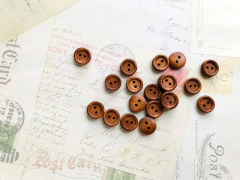 13mm Dark Coffee Coloured Wooden Buttons - Two holes