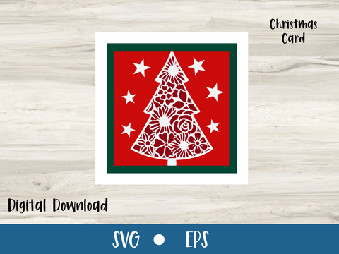 Christmas Tree with Stars - Christmas Card - SVG Digital File