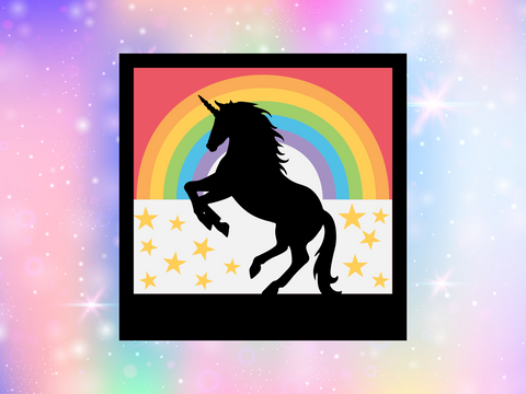 3D Layered Rainbow Unicorn Shadow Box - SVG Digital File