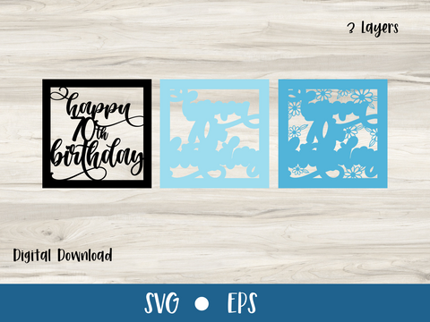 Happy 70th Birthday - Card - SVG Digital File