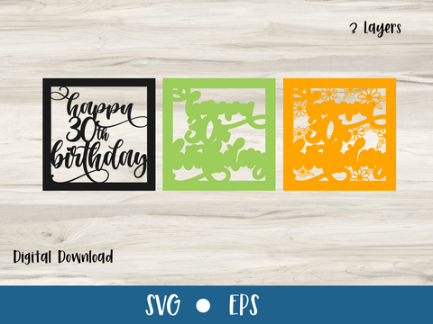 Happy 30th Birthday - Card - SVG Digital File