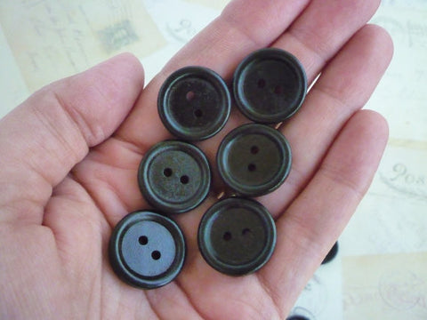 3/4" Brown/Black Coloured Wooden Buttons - Two holes (20mm)