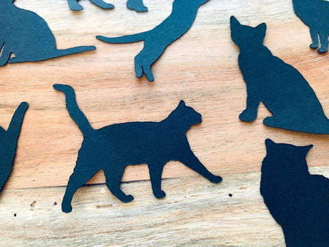 Black Cat Silhouettes, Die Cuts great for Card Making and Scrapbooking