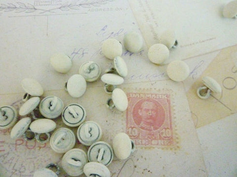 Vintage Metal Dome Buttons - Cream