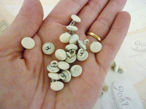 Vintage Metal Dome Buttons - Cream