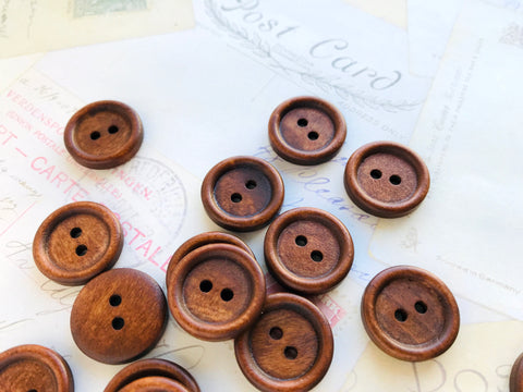 Three Quarter inch Dark Coffee coloured wood buttons